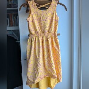 Tea Collection Size 8 Southeast Asia Purple Lotus High-Low Dress Yellow 9M82302